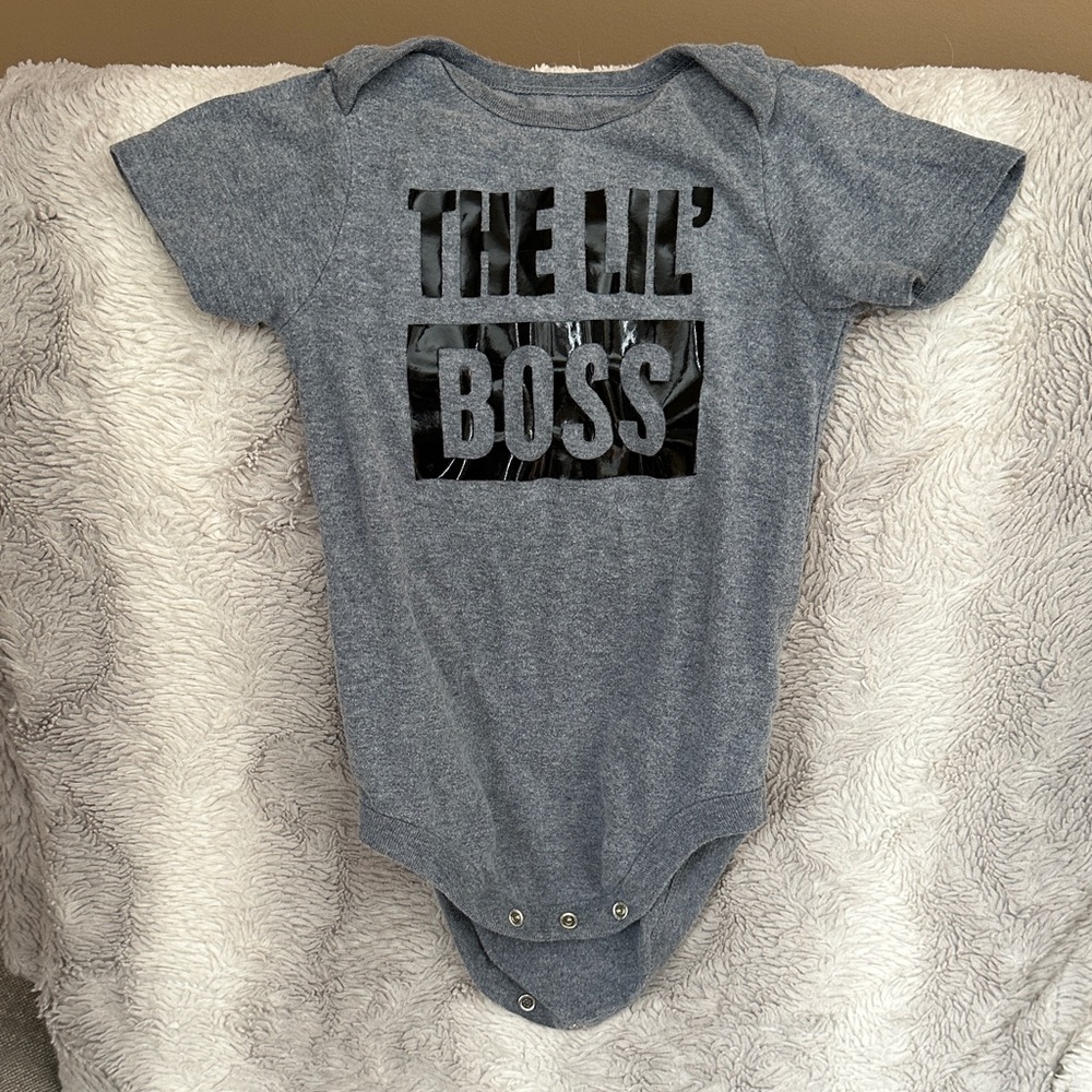 The Children's Place Gray 'The Lil' Boss' Short Sleeve One-Piece